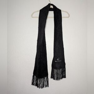 Alpaca Camargo Womens Logo Embroidered Black Winter Fringe Scarf